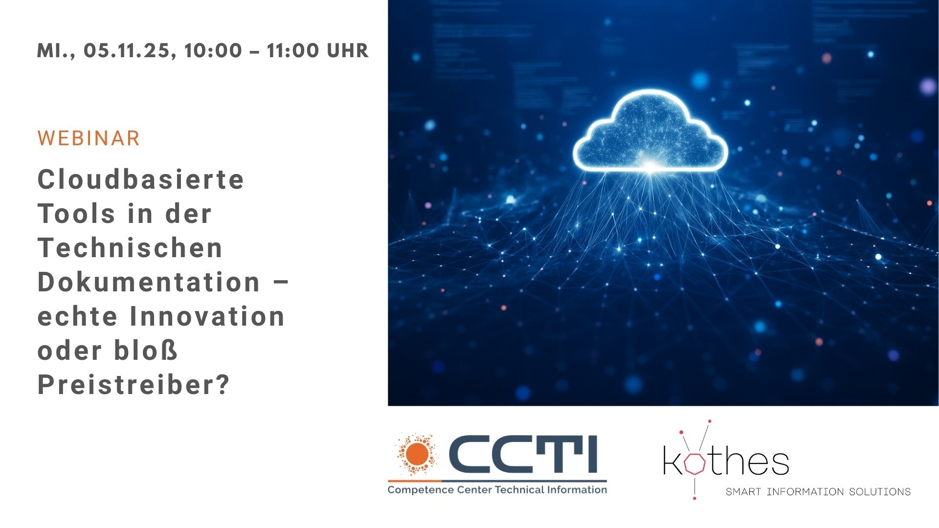 Webinar „Cloudbasierte Tools in der Technischen Dokumentation – echte Innovation oder bloß Preistreiber?″